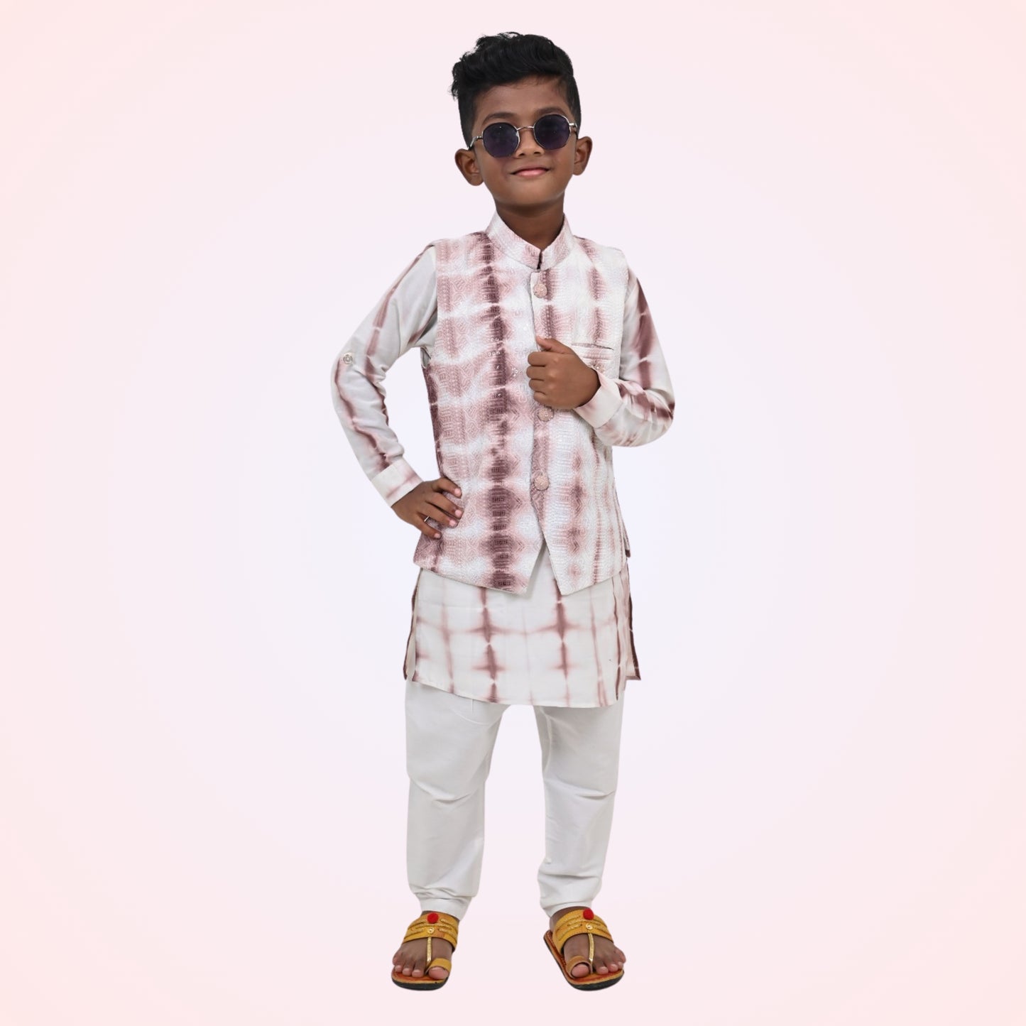 3 Piece Traditional Kurta Set for Boys – Elegant Festive Wear
