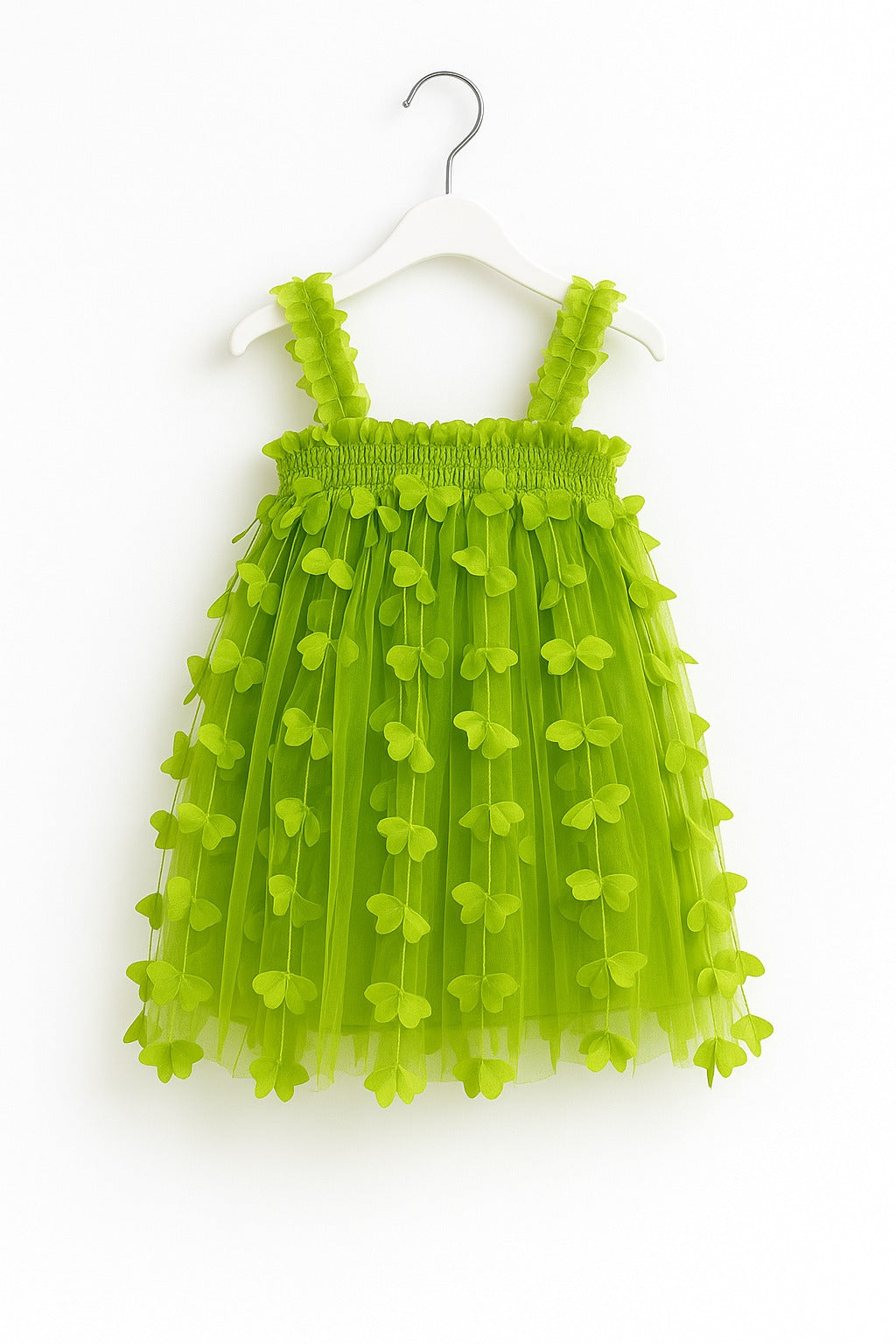 Lime Green 3D Butterfly Tulle Dress