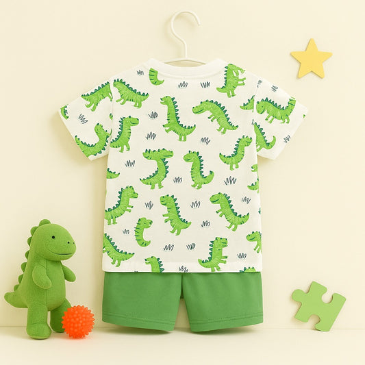 "Dino Playtime" Green Dinosaur Print Set