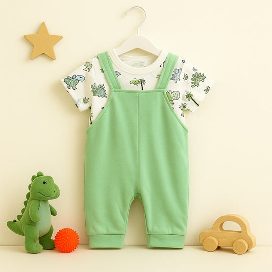 Adorable Dino Dungaree Set for Babies