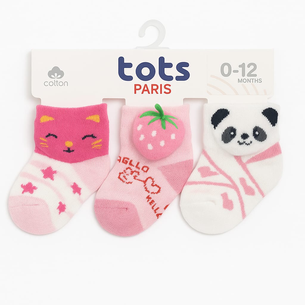 Baby Girls' Cute Critters Socks Set (0–12 Months, Pack of 3)