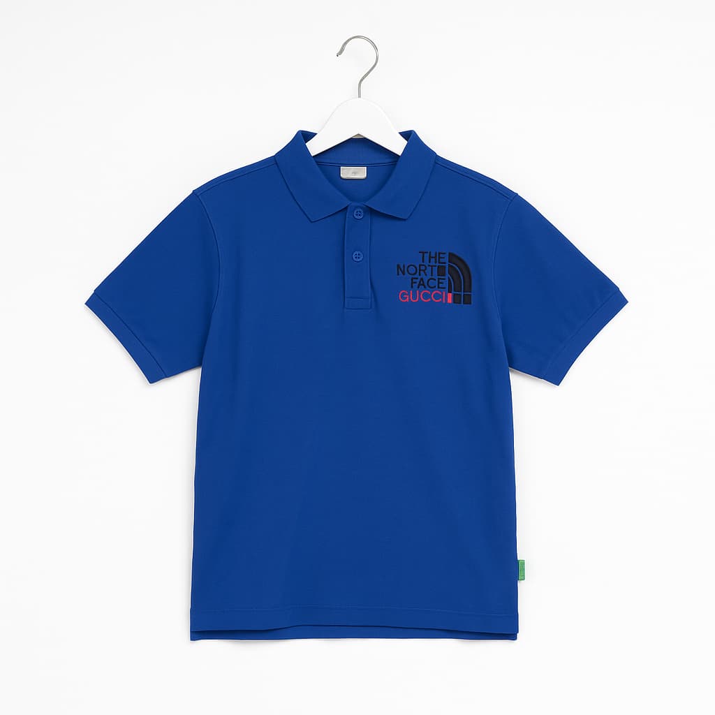 Blue Polo T-Shirt with Logo Print