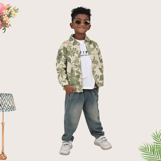 Boys’ Tropical Printed Overshirt & Tee Set