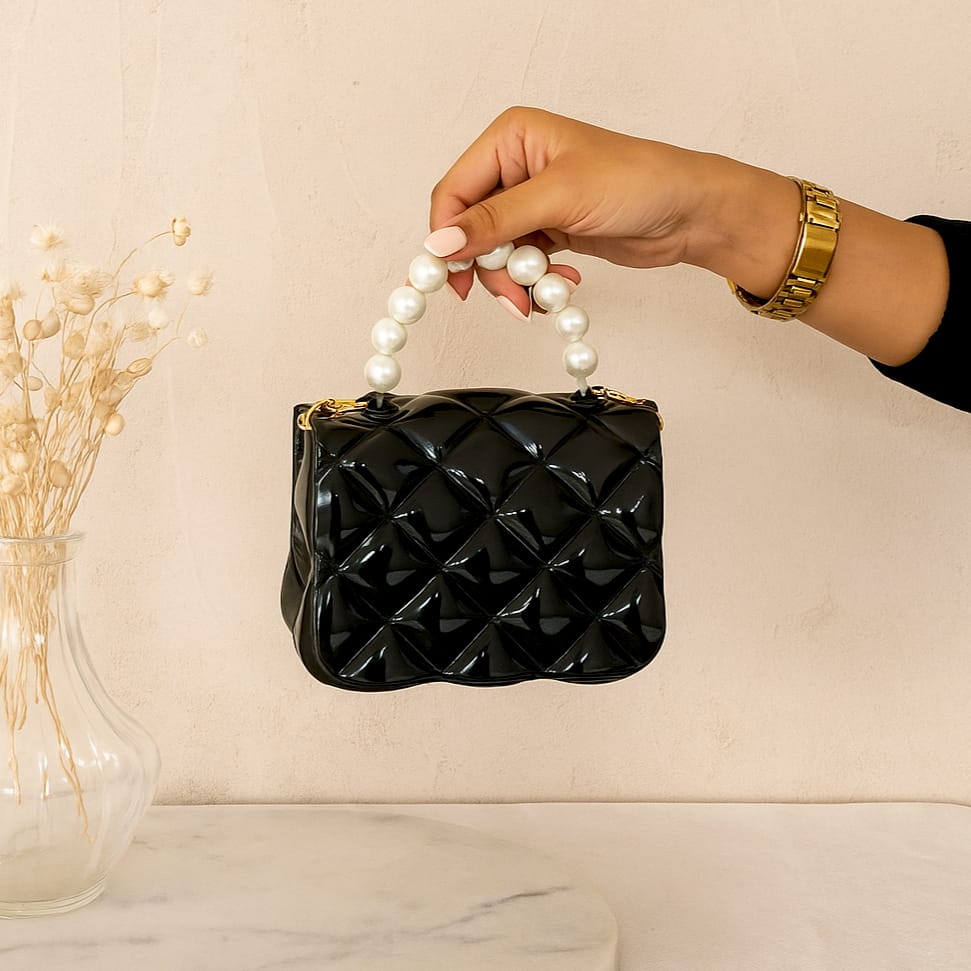 Mini Quilted Jelly Bag with Pearl Handle