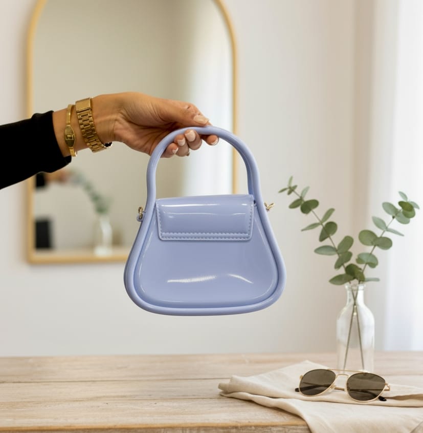 Periwinkle Patent Mini Trapeze Handbag