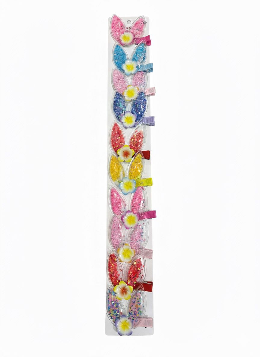 Glitter Bunny Ear Hair Clip Set