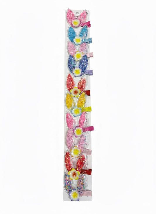 Glitter Bunny Ear Hair Clip Set