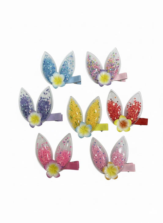 Glitter Bunny Ear Hair Clip Set