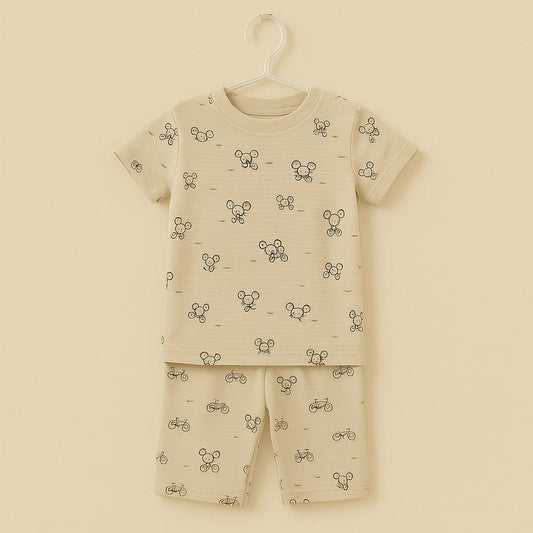 “Summertime Vibes” Cool Sunglasses & Bicycle Print Cotton Nightwear Set