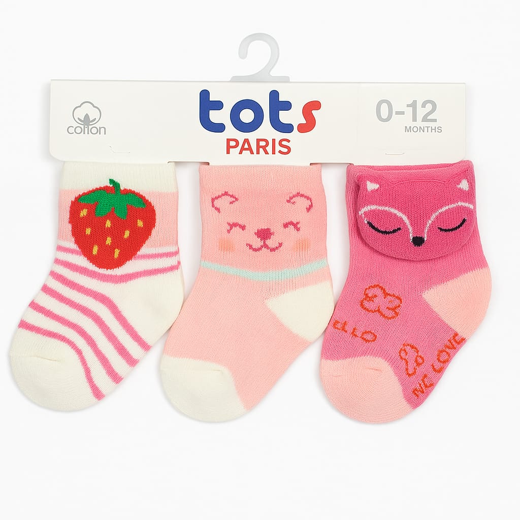 Cute Baby Socks Set (0–12 Months, Pack of 3)