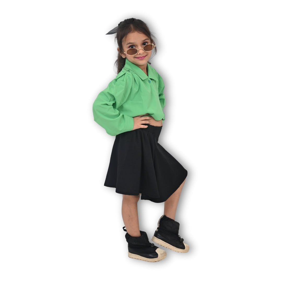 Chic Green Jacket Dress Set for Baby Girls – tots Paris
