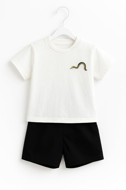 Stylish Snake Patch T-Shirt & Shorts Set – Tots Paris