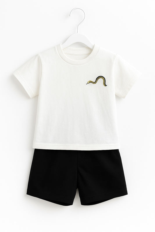 Stylish Snake Patch T-Shirt & Shorts Set – Tots Paris