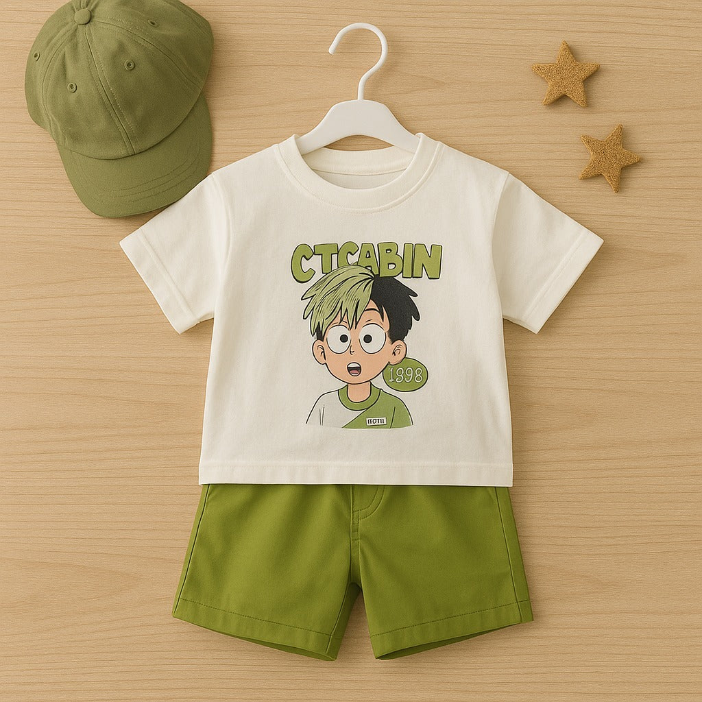 CTCABIN Cartoon Graphic Tee and Shorts Set