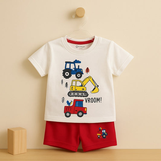 Vroom! Construction Vehicle T-Shirt & Shorts Set – tots Paris
