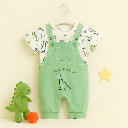 Adorable Dino Dungaree Set for Babies
