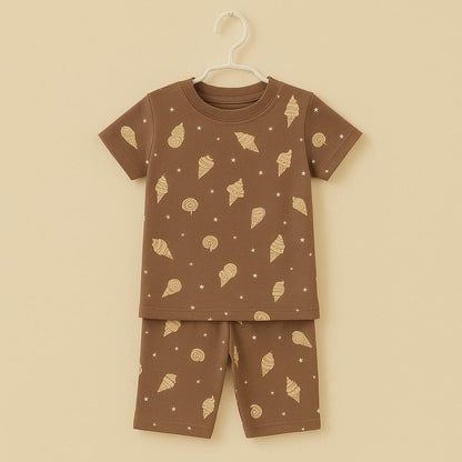 “Choco Cones” Sweet Ice Cream & Stars Printed Cotton Nightwear Set
