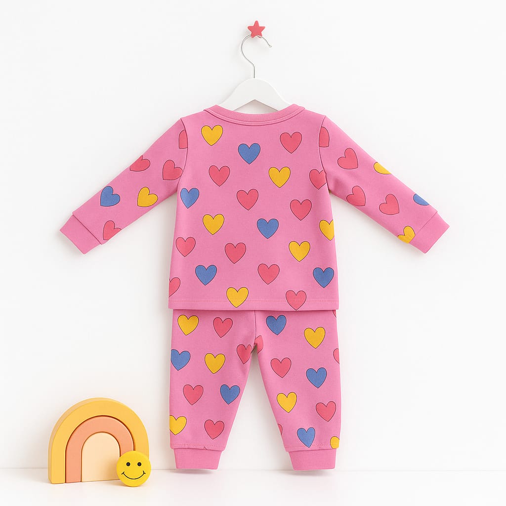 Bright Hearts Cotton Pajama Set for Girls
