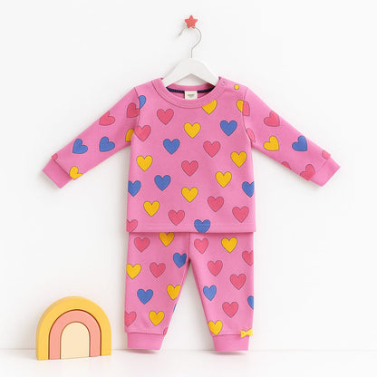 Bright Hearts Cotton Pajama Set for Girls