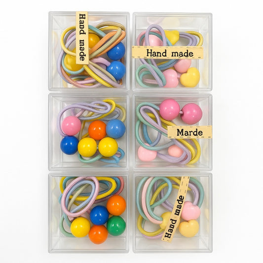 Colorful Elastic Hair Ties – Beaded Hair Accessories Set