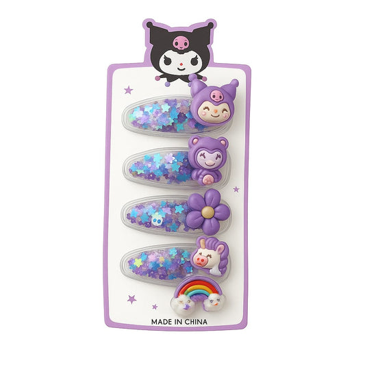 Adorable Purple Fantasy Hair Clips Set (Pack of 5)
