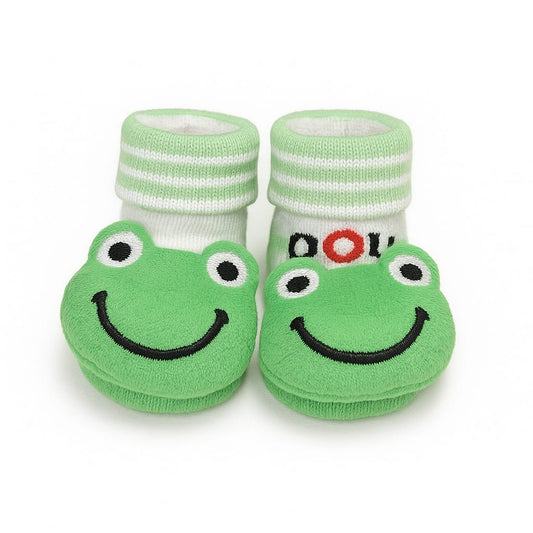 Baby Booties with Cute Frog Face – Soft Cotton Booties for Infants (0–6 Months)