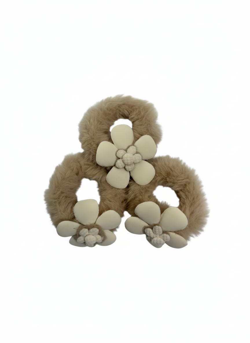 Luxurious Fluffy Flower Scrunchie Set | Parisian Chic Hair Accessories