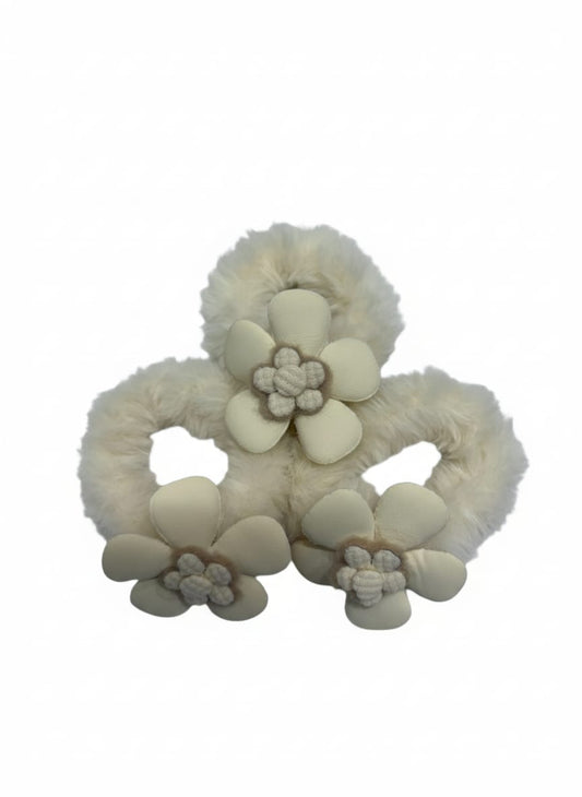 Luxurious Fluffy Flower Scrunchie Set | Parisian Chic Hair Accessories