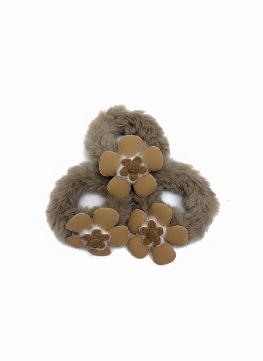 Luxurious Fluffy Flower Scrunchie Set | Parisian Chic Hair Accessories