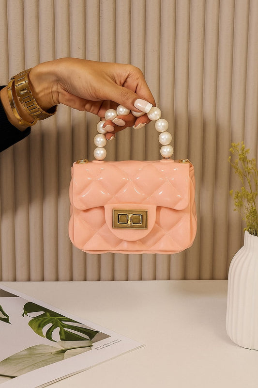 Quilted Jelly Mini Bag with Pearl Handle