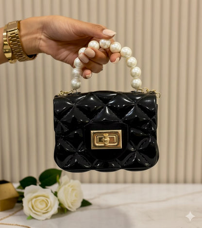 Mini Quilted Jelly Bag with Pearl Handle