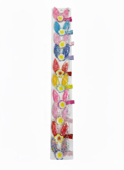 Glitter Bunny Ear Hair Clip Set