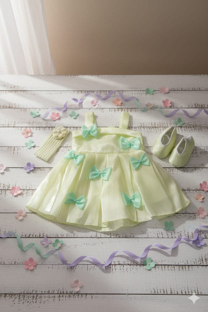 LEMON YELLOW BOW DRESS SET
