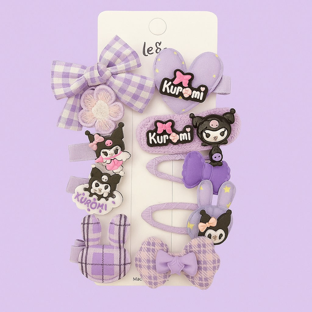 Kuromi-Inspired Purple Hair Clip Set