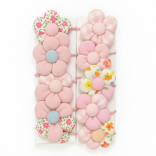 Set of 10 Floral Fabric Hairbands for Girls