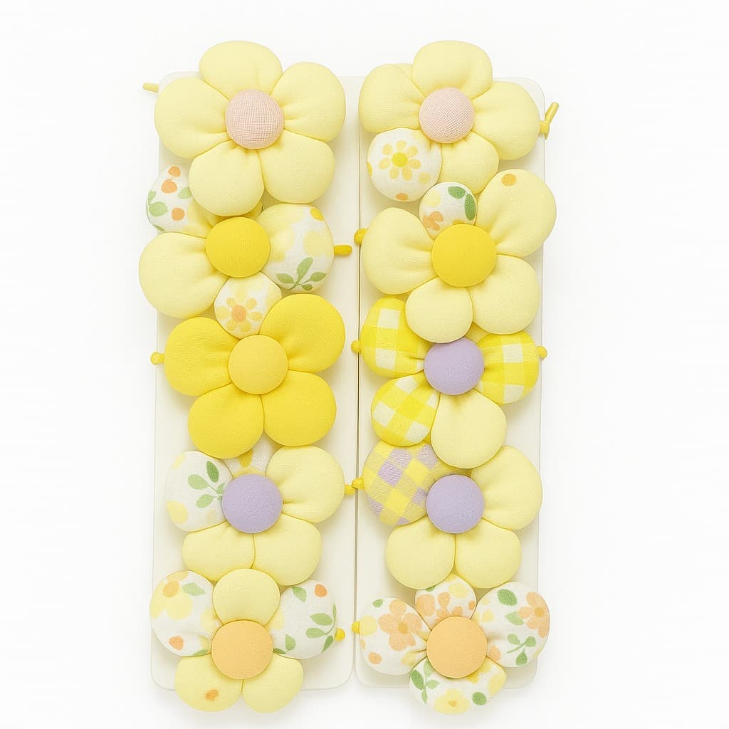 Set of 10 Yellow Floral Hairbands for Girls