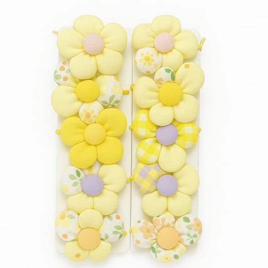 Set of 10 Yellow Floral Hairbands for Girls