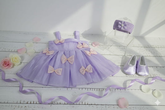DREAMY LAVENDER BOW DRESS SET