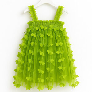 Lime Green 3D Butterfly Tulle Dress