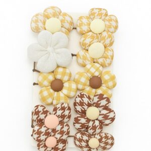 Set of 10 Earth-Tone and Yellow Floral Rubber Bands  for Girls