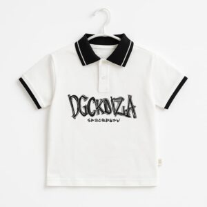 Graphic Polo Shirt for Boys with Contrast Collar