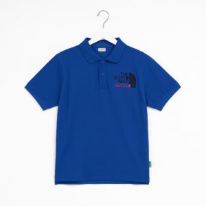 Blue Polo T-Shirt with Logo Print