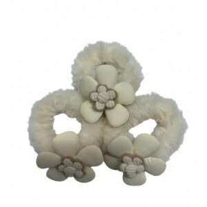Luxurious Fluffy Flower Scrunchie Set | Parisian Chic Hair Accessories