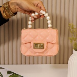 Quilted Jelly Mini Bag with Pearl Handle