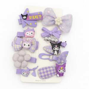 Purple Cartoon Hair Clip Set