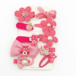 Pink Care Bear Hair Clip Set