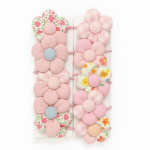 Set of 10 Floral Fabric Rubber Bands for Girls