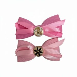 Pink Ribbon Bow Hair Clips (Set of 2)