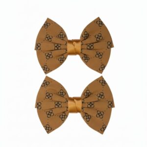 Dark mustard hue Ribbon Bow Hair Clips (Set of 2)